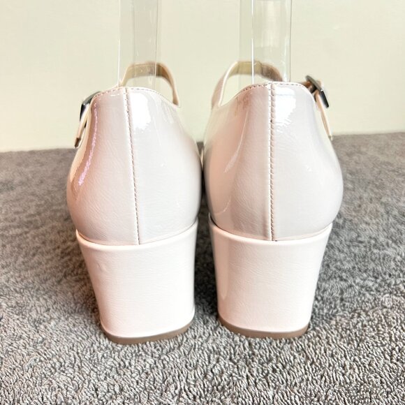 Naturalizer Size 8.5 Nude Beige Taupe Patent Suede Leather Block Heel Shoes - Picture 6 of 12